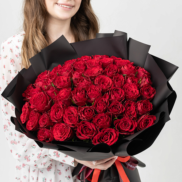 Букет из 51 бордовой розы  7